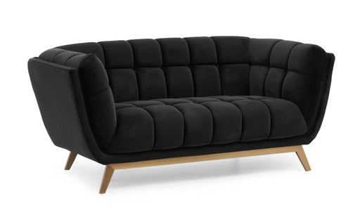 Yaletown Mid Century Accent Loveseat - Velvet Black