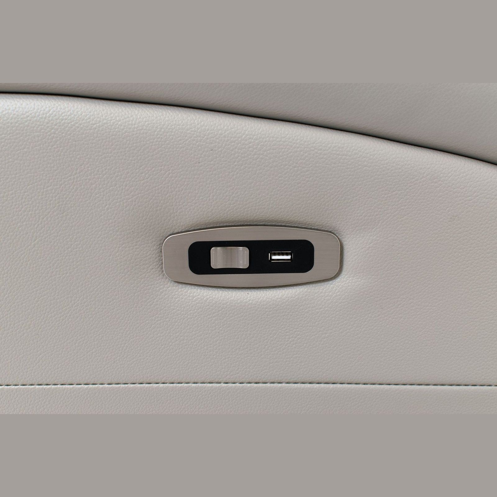 Carrara Genuine Leather  Power Reclining Sofa - Cloudy