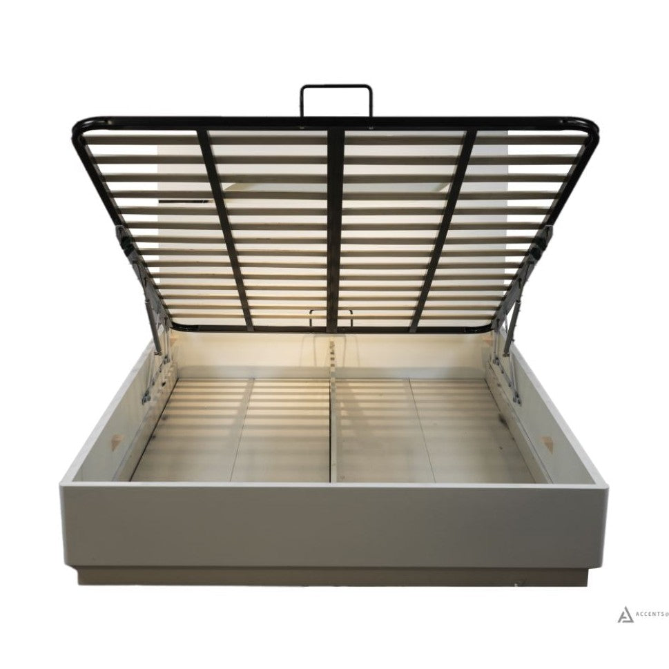 Zoe White Glossy King Storage Bed