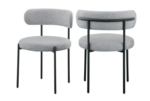 set of 2 Ronda Dining Chair Boucle Fabric in grey