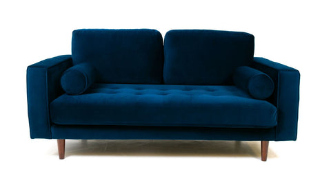 Robbie Velvet Loveseat - Midnight Blue