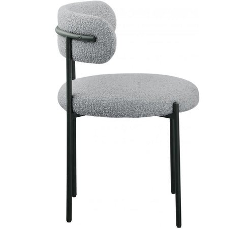 Ronda Dining Chair Boucle Fabric Grey Sideview