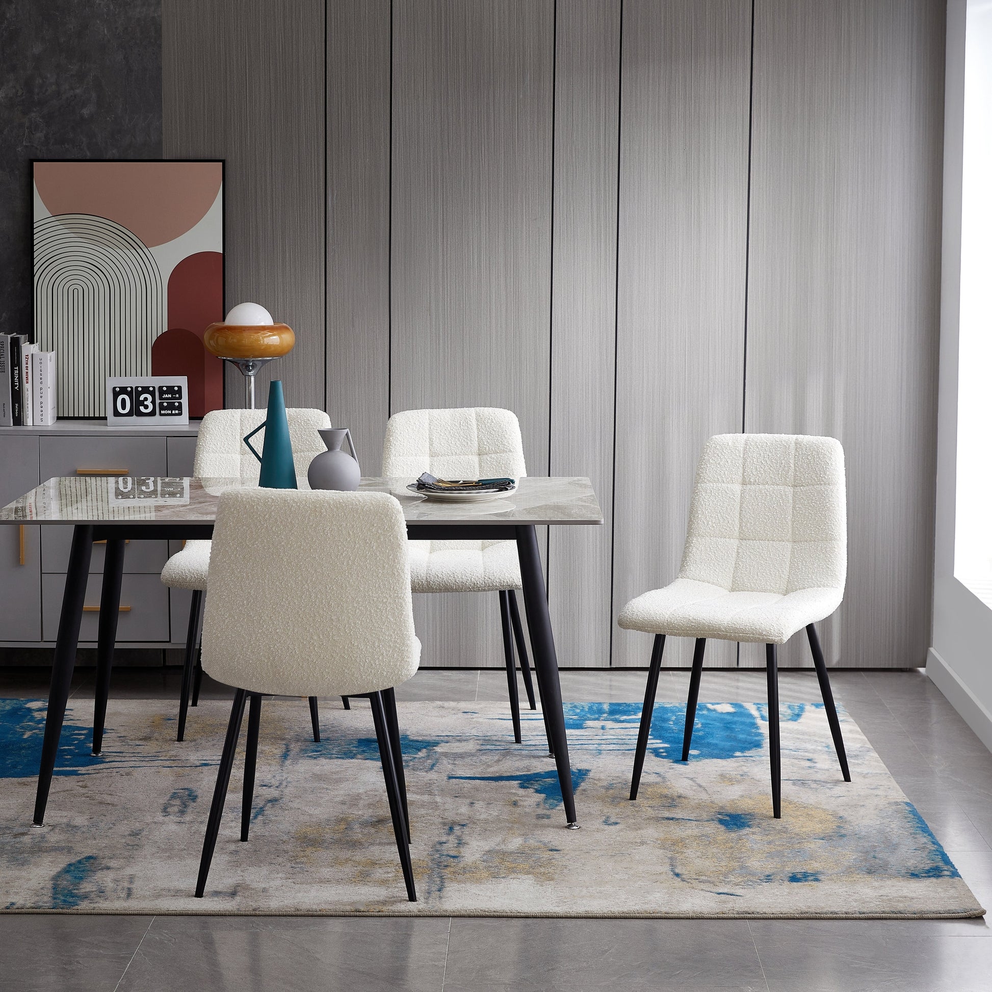 Lucas Fabric Dining Chair - Pearl Boucle by Accents@home