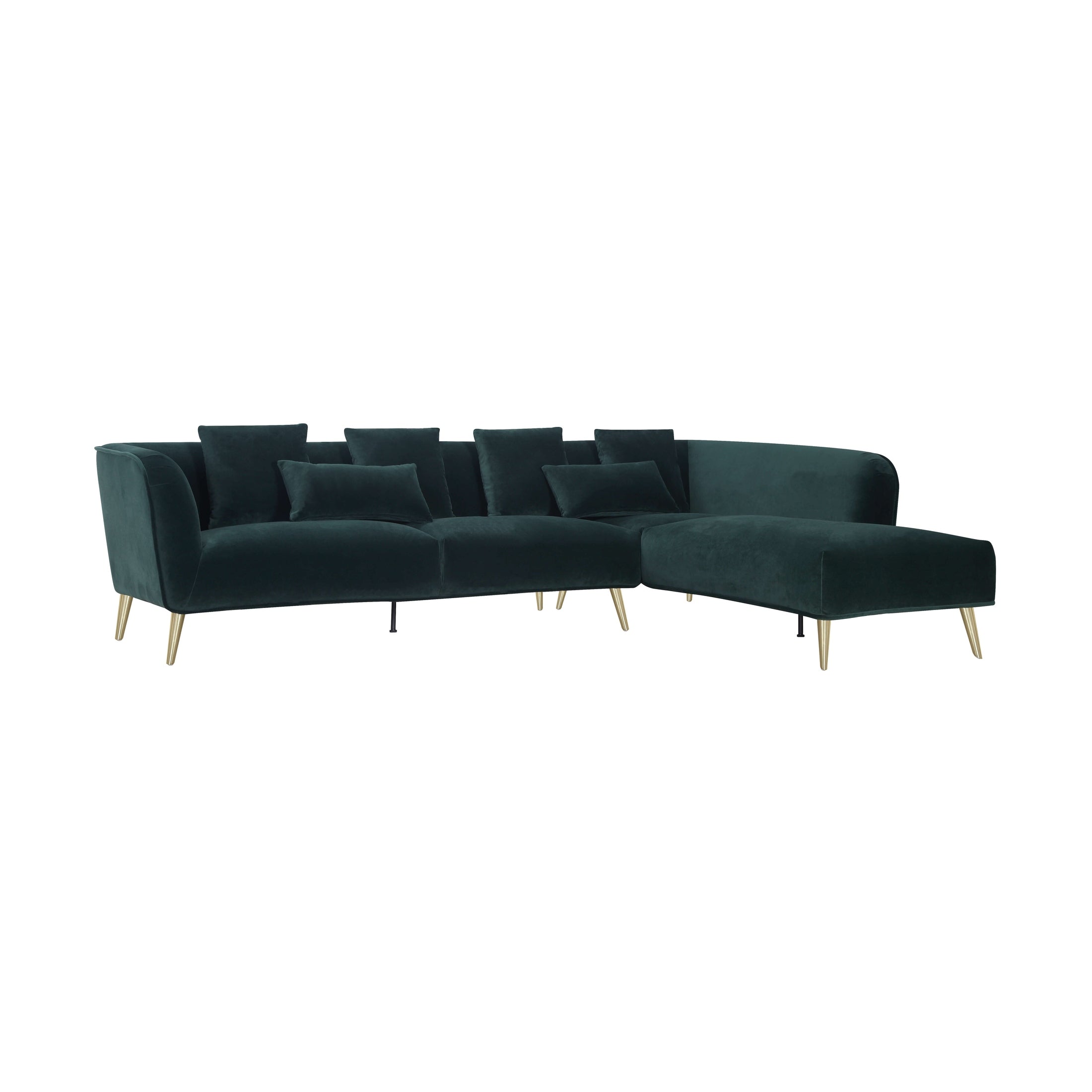 Maja Velvet Sectional - Emerald Green
