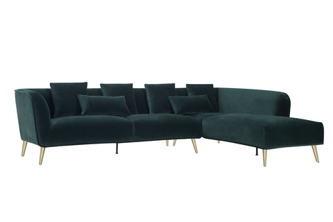 Maja Velvet Sectional - Emerald Green