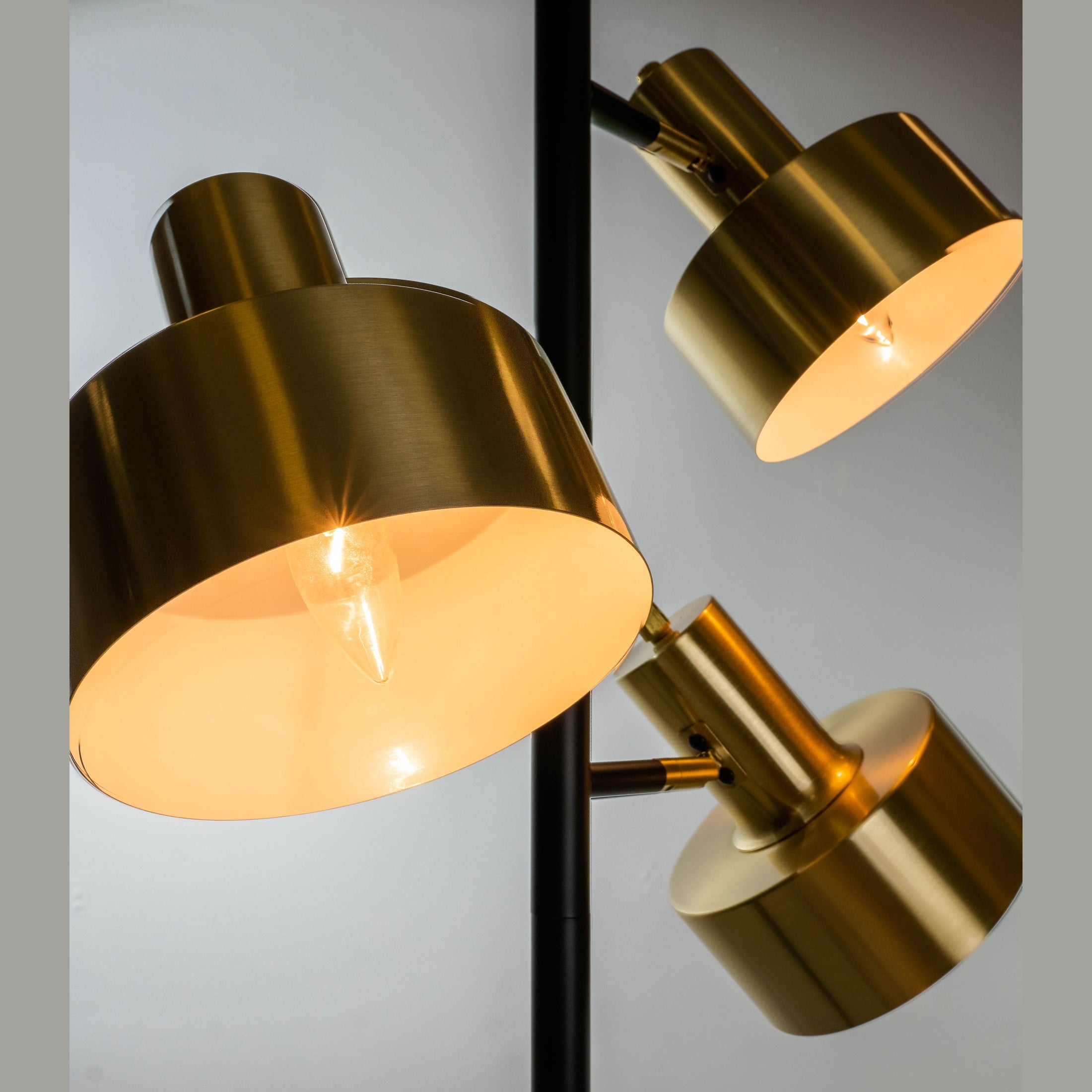 Arrigo 3 Light Black and Antique Brass Floor Lamp