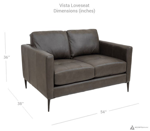 Vista Leather Loveseat -  Montana Charcoal