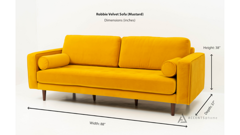 Robbie Velvet Sofa - Mustard
