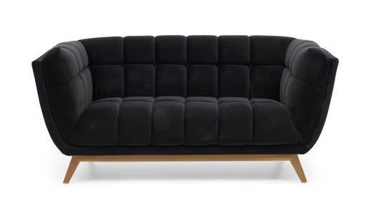 Yaletown Mid Century Accent Loveseat - Velvet Black