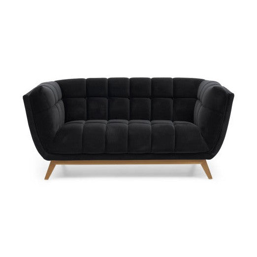 Yaletown Mid Century Accent Loveseat - Velvet Black