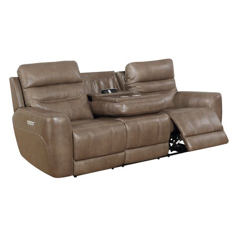 Marcella Genuine Leather Power Recliner Sofa With Drop Down Table FLOOR MODEL