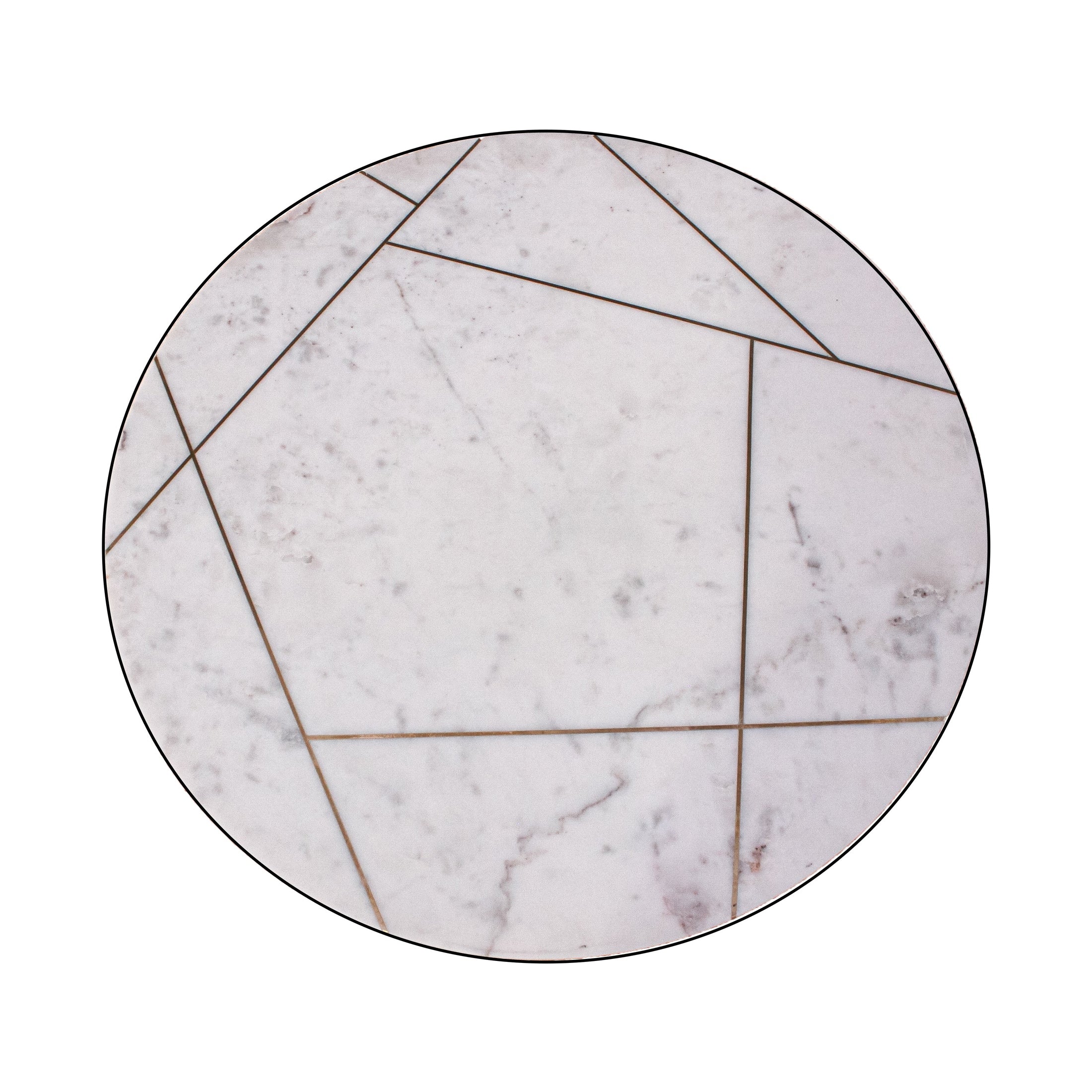 Katya Gold Round Marble Coffee Table Wire Metal Base