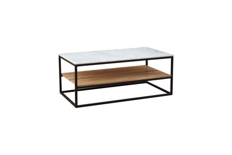 Frisco Coffee Table Marble & Black Metal Legs