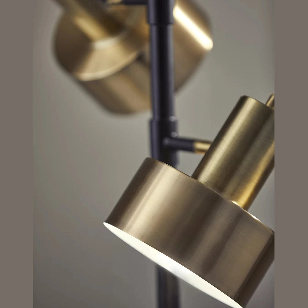 Arrigo 3 Light Black and Antique Brass Floor Lamp