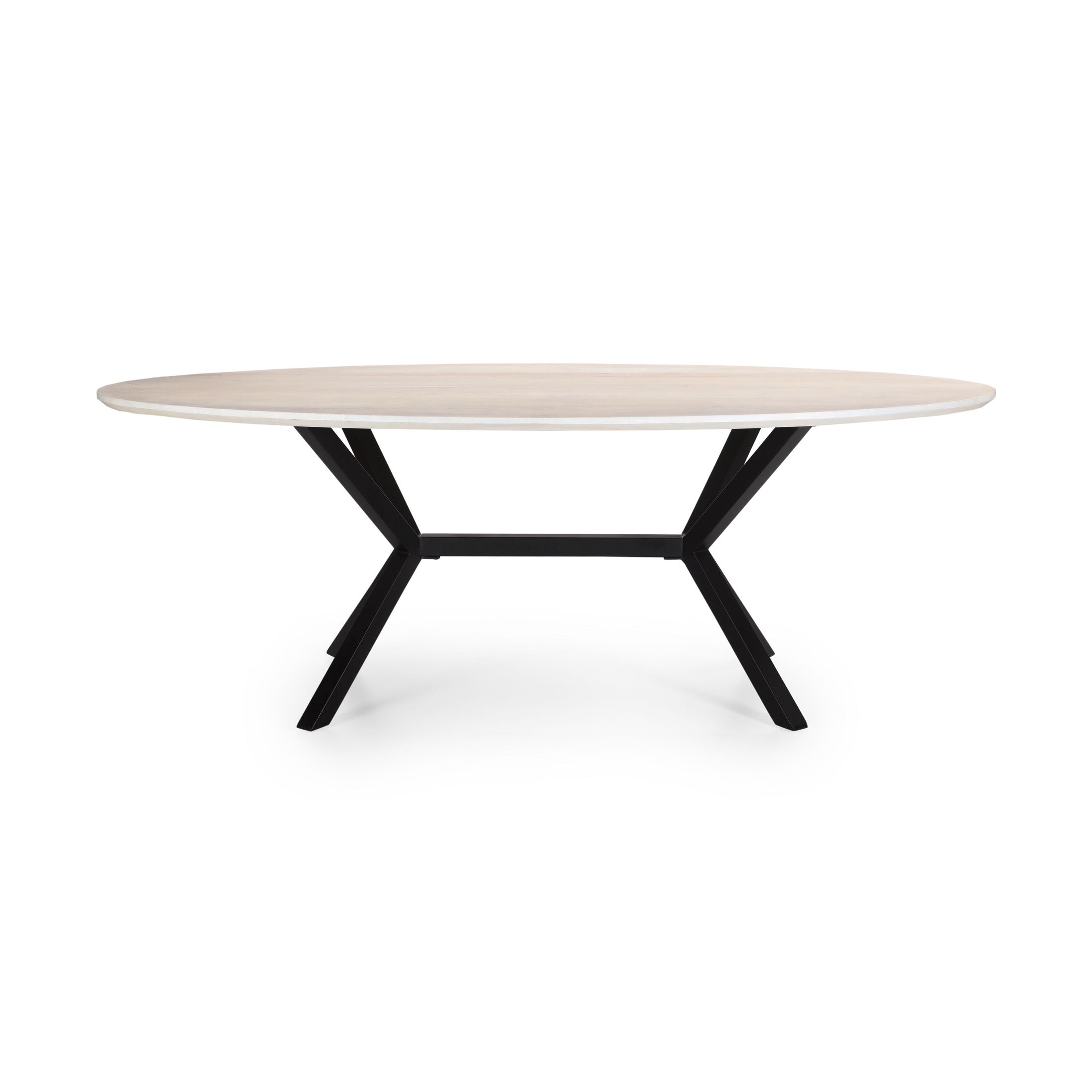 Gallicia Oval Dining Table Solid Acacia Wood Whitewash Finish