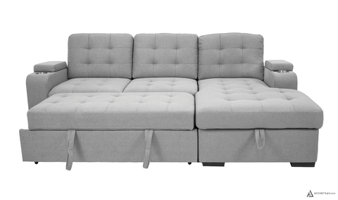 Alonso Sleeper Sectional Right Chaise with USB - Dark Grey