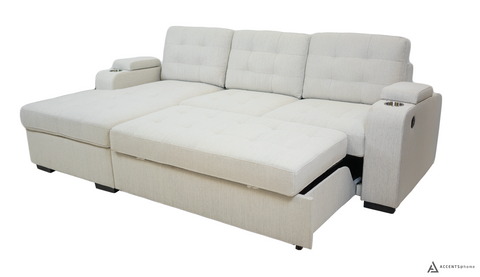 Alonso Sleeper Sectional Left Chaise with USB - Oatmeal