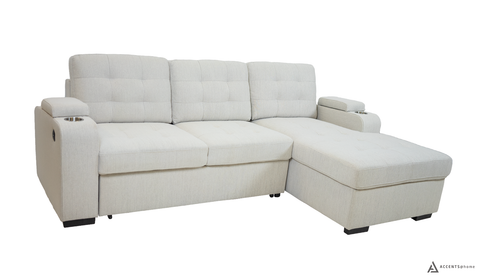 Alonso Sleeper Sectional Right Chaise with USB - Oatmeal