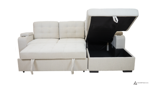 Alonso Sleeper Sectional Right Chaise with USB - Oatmeal