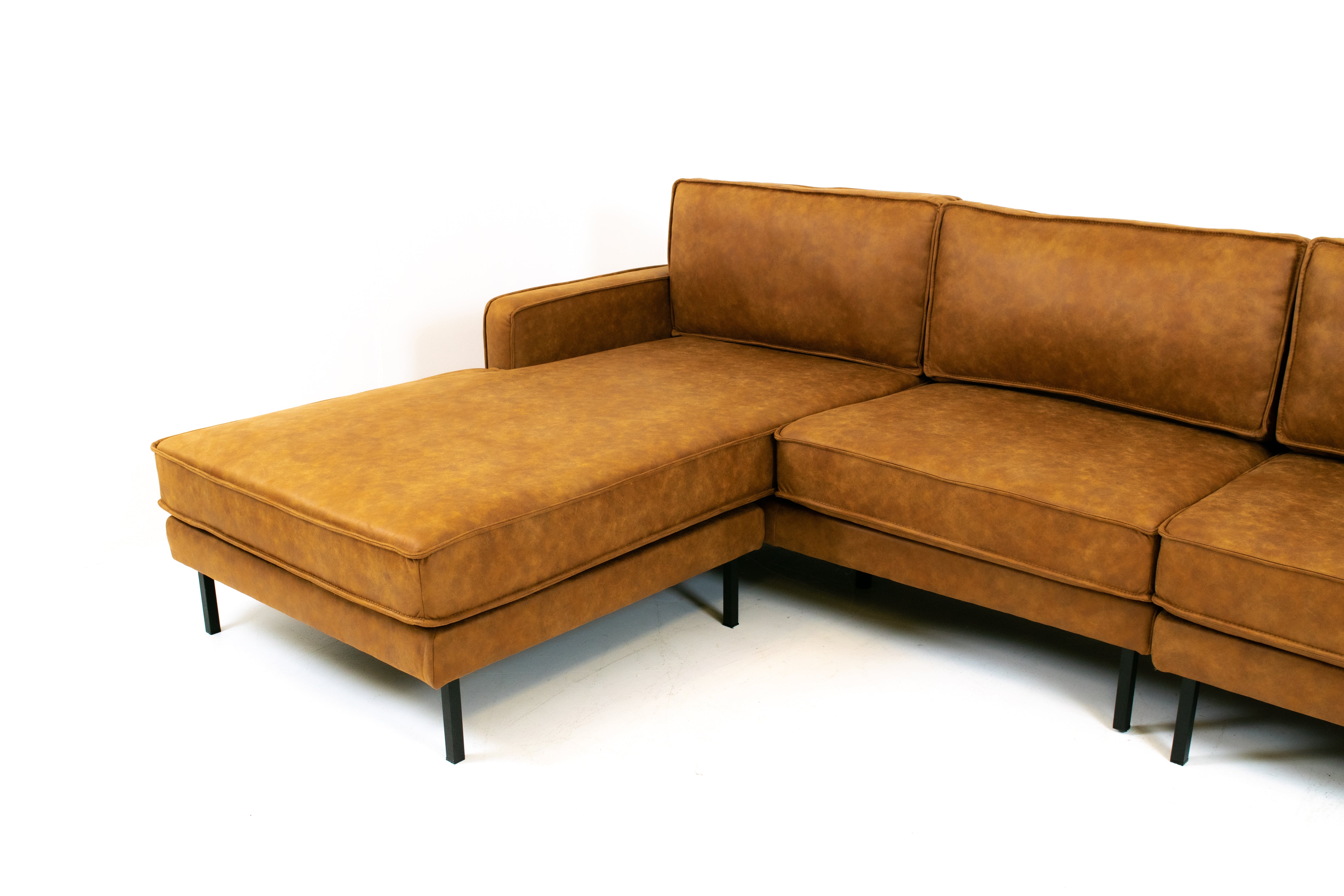 Beaumont Mid Century Reversible Sectional Tan Brown Accents Home