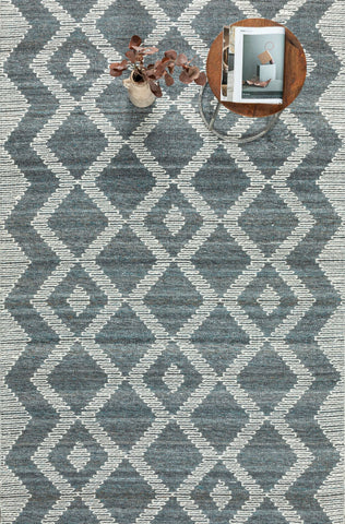 BATIM MACHINE WOVEN RUG IVORY/TEAL