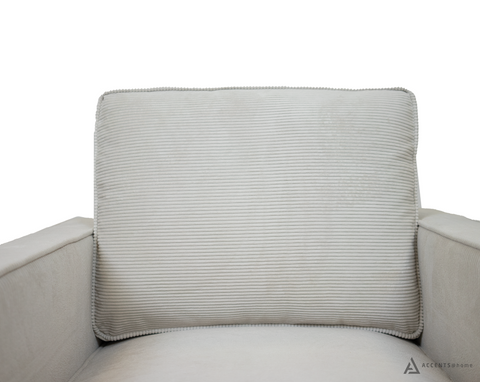 Beaumont Accent Chair - Ivory Corduroy Striped Upholstery Fabric