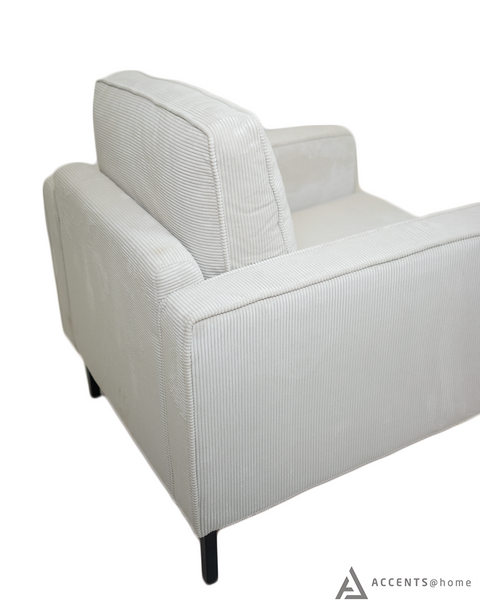 Beaumont Accent Chair - Ivory Corduroy Striped Upholstery Fabric