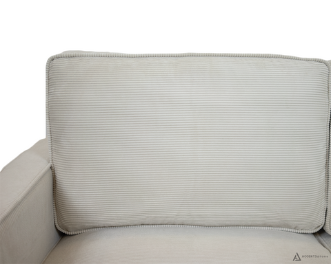 Beaumont Fabric Loveseat - Ivory Corduroy Striped Soft Velvet Upholstery Fabric