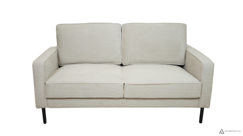 Beaumont Fabric Loveseat - Ivory Corduroy Striped Soft Velvet Upholstery Fabric