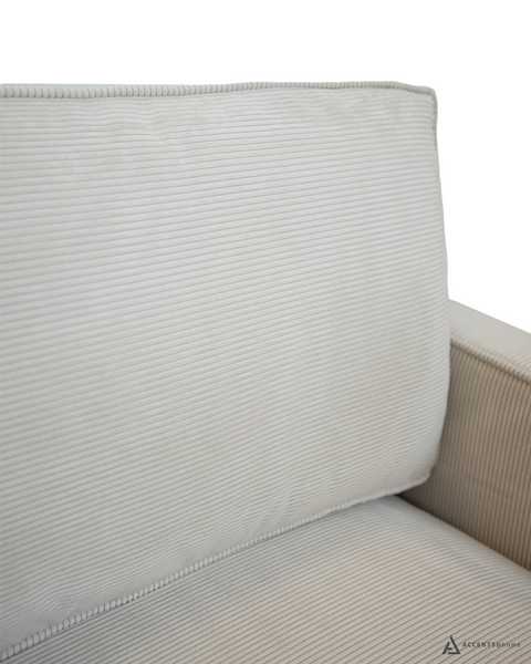 Beaumont Fabric Loveseat - Ivory Corduroy Striped Soft Velvet Upholstery Fabric