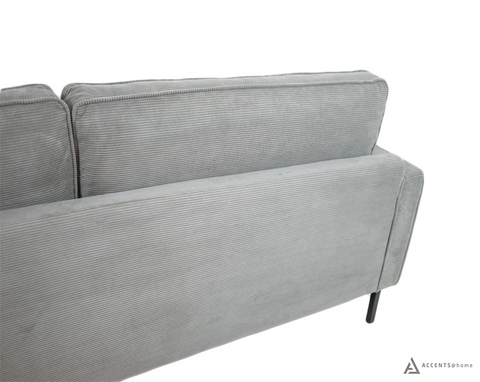 Beaumont Fabric Sofa - Dark Grey Corduroy Striped Soft Velvet Upholstery Fabric