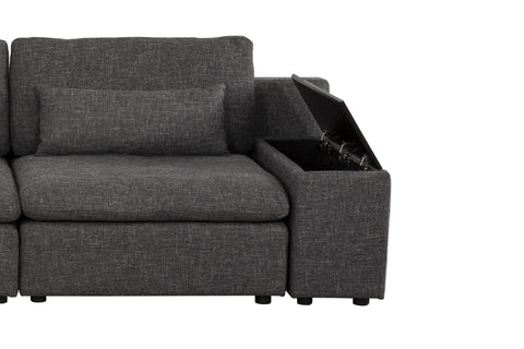 Morgan Modular Sectional Reversible Arm Chair with Console - Allure Charcoal