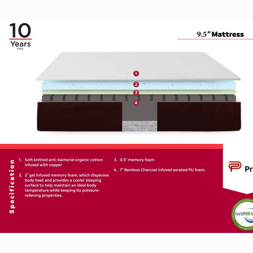 Zen 9.5” Bamboo Charcoal mattress