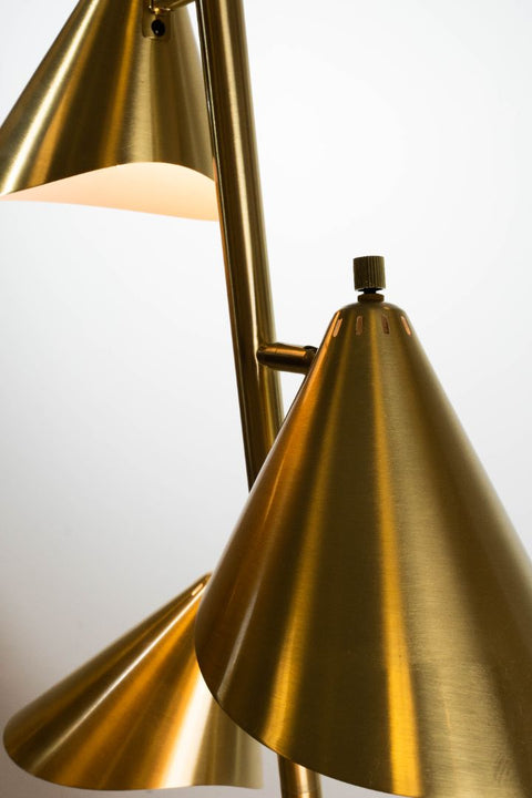 Sophie Triple Head Floor Lamp Anique Brass