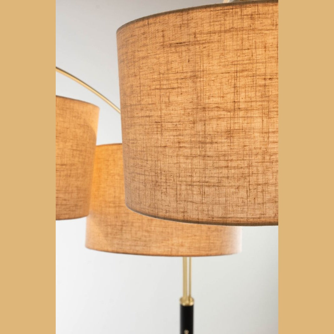 Luke Black Antique Brass 3-Arm Arc Lamp
