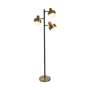 Arrigo 3 Light Black and Antique Brass Floor Lamp