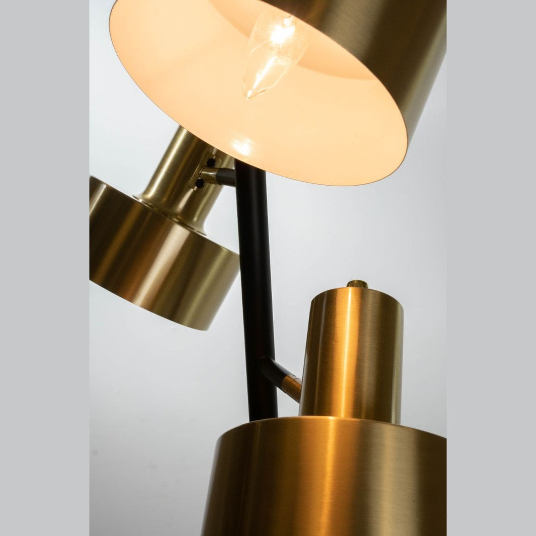Arrigo 3 Light Black and Antique Brass Floor Lamp