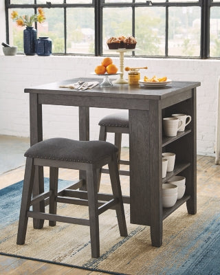 Caitbrook Counter Height Dining Room Table and Bar Stools (Set of 3)