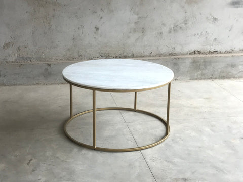 TANE ROUND MARBLE COFFEE TABLE BRASS LEGS