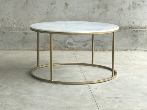 TANE ROUND MARBLE COFFEE TABLE BRASS LEGS