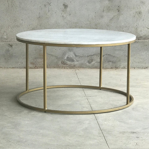 TANE Round Marble Coffee Table Brass Legs