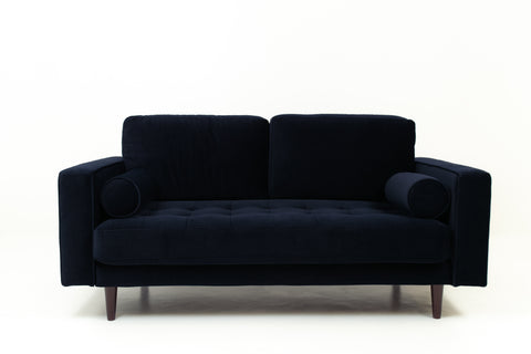 Robbie Velvet Loveseat - Blue