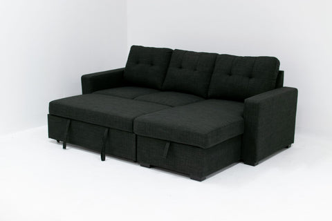 Judas Grey Fabric Pull Out Storage Sofa Bed Sectional Reversible