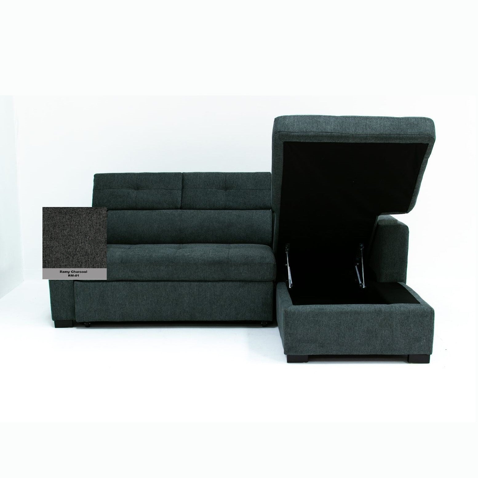 Randall Sleeper Sectional - Fabric - Ramy Charcoal Right Chaise