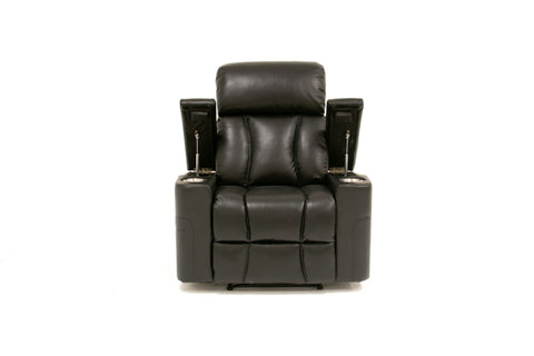 Aviator Leather Gel Power Recliner Chair - Black