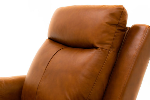 Stuart Power Reclining Genuine Leather Chair - Saddle