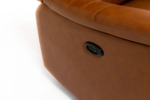Stuart Power Reclining Genuine Leather Chair - Saddle