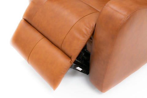 Cortana Power Reclining Genuine Leather Chair - Saddle