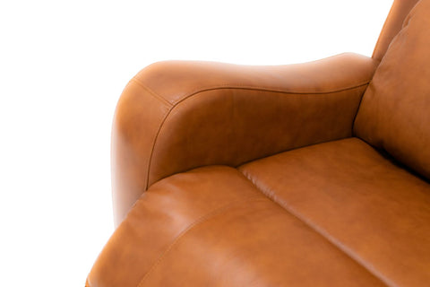 Cortana Power Reclining Genuine Leather Chair - Saddle