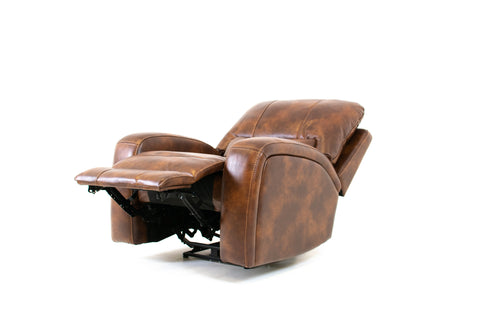FLOOR MODEL Renault Power Recliner Chair with Power Headrest- Brown Bark Leather Gel